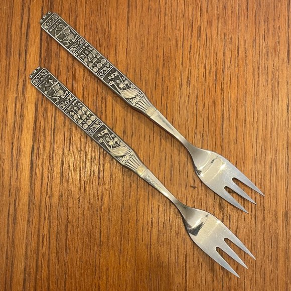 Vintage Hardanger KONGE TINN Pewter Norway Viking Smart Choice Flatware - Forks - Picture 1 of 5